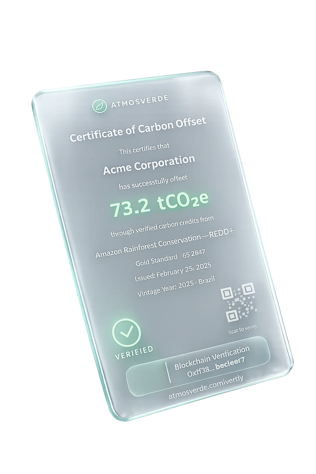 Atmosverde Certificate of Carbon Offset