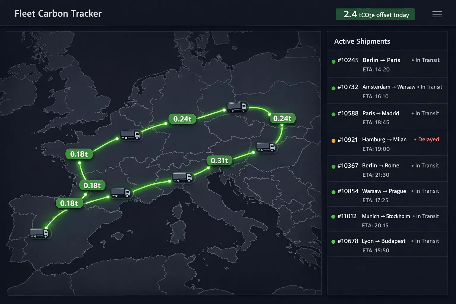 Fleet tracking dashboard
