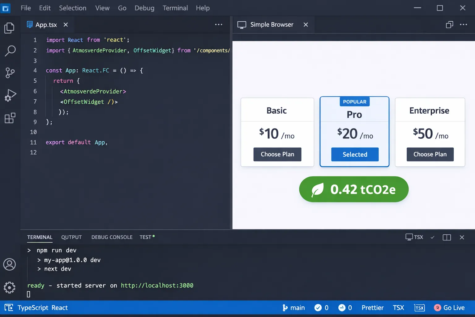 VS Code with widget preview