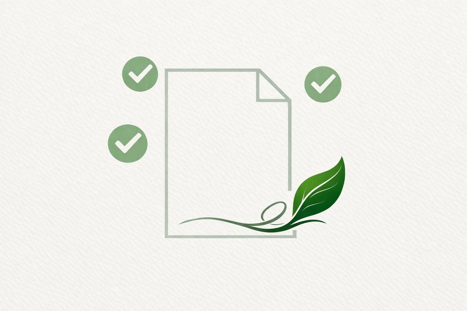 Abstract legal document — geometric lines, signature flowing into green leaf