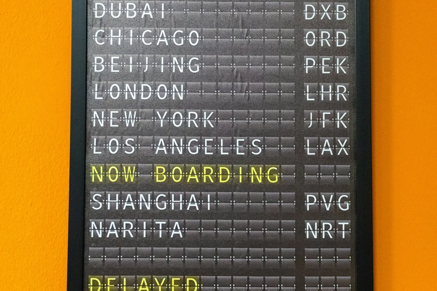 Airport departure board