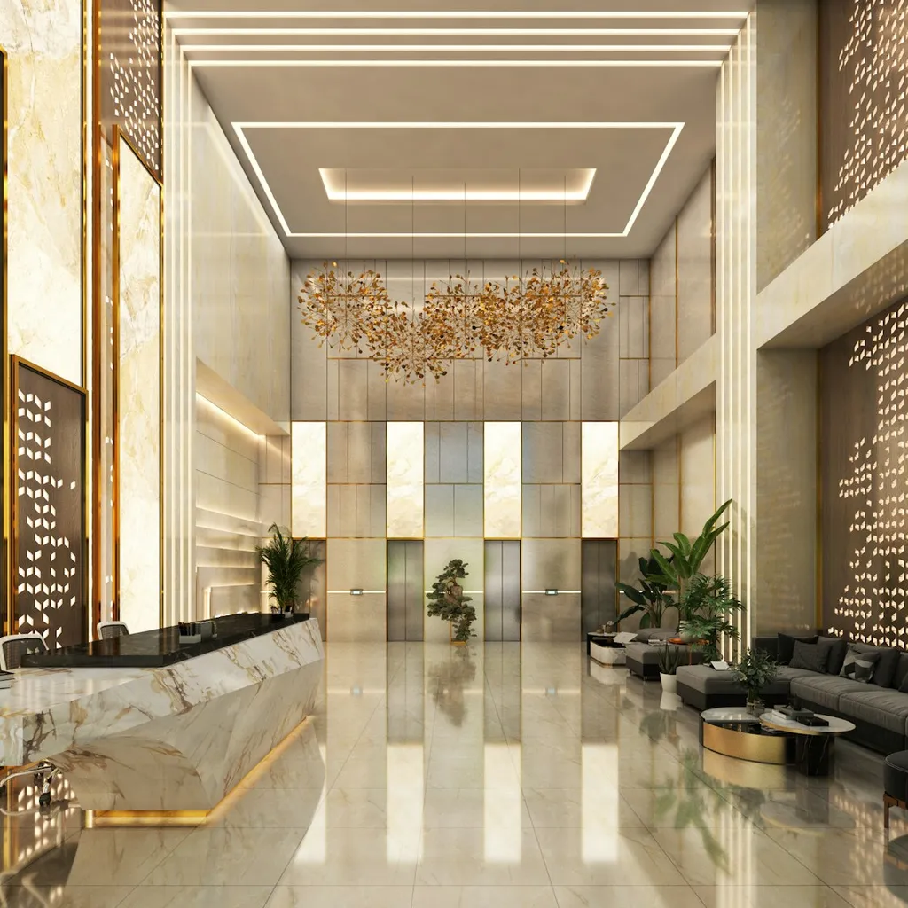 Hotel lobby with carbon offset booking
